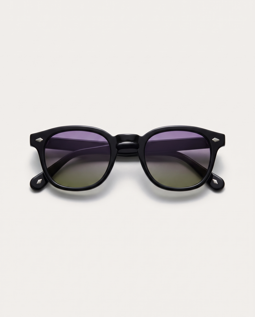 lentes de sol freddi jungle, acetato negro, vista superior plegados