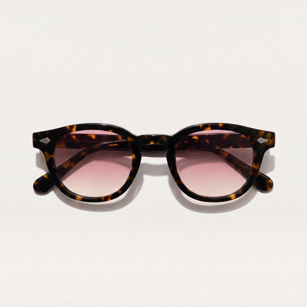 lentes de sol freddi pinot, acetato carey, vista superior plegados