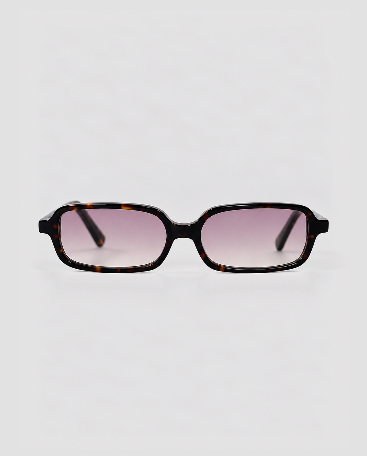 lentes de sol freddi sarti, acetato carey rectangular con lente rosa degradado, vista de frente